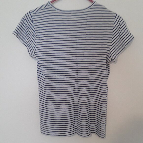 J. Crew junior medium blue/white stripes, stretchy t-shirt - Picture 3 of 6